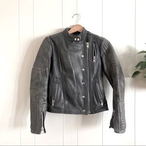Leather Grey Motorcycle Jacket XS